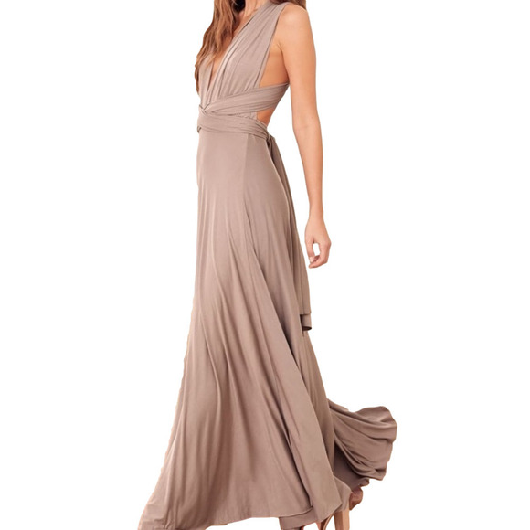 Champagne Convertible Wrap Dress Size Medium Voted Number 1 Dress on Earth - Picture 14 of 15